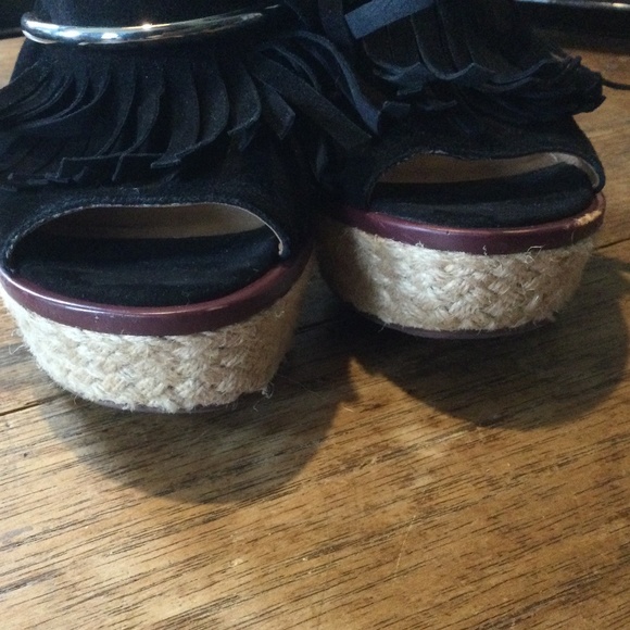 Franco Sarto Black Suede Leather Wedges size 6M - Picture 10 of 11